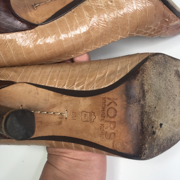 Michael Kors Snake Skin Heels Pumps Ombre Tan 8 - Picture 8 of 9